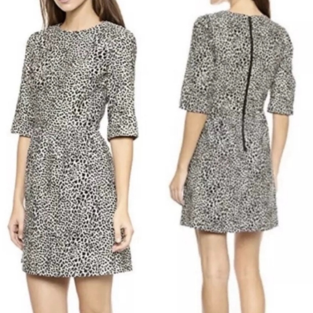 Alice + Olivia Black and White Sheath Dress with Cuffed Sleeves